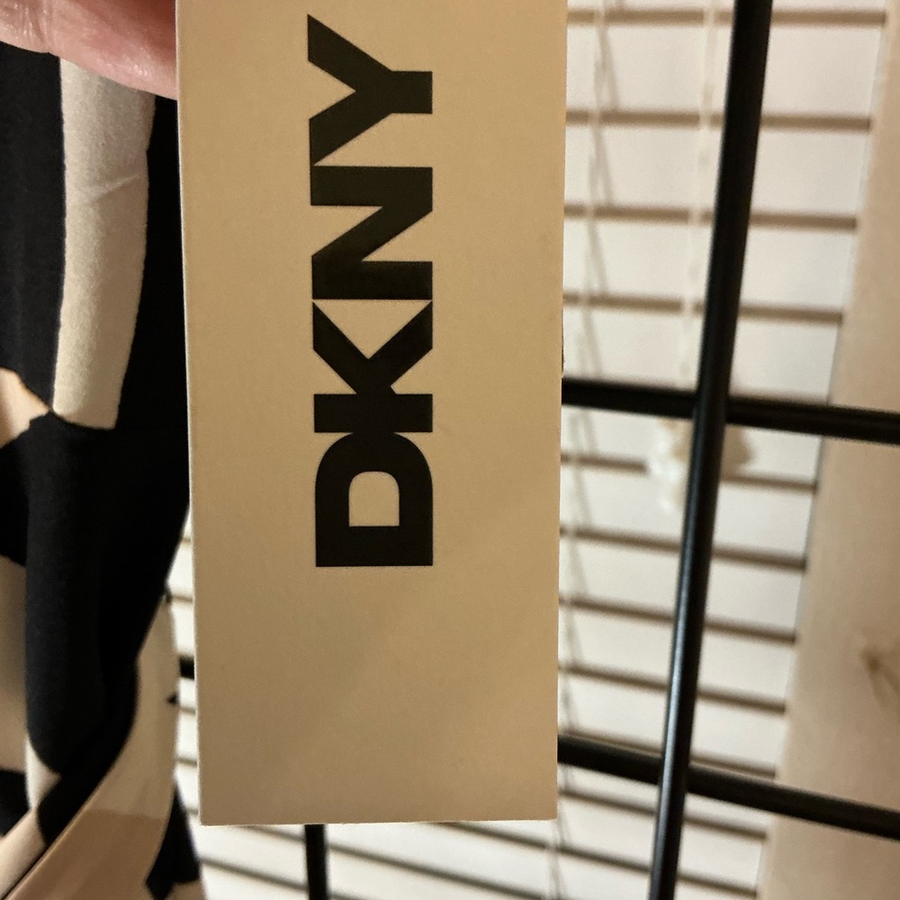 DKNY Black and Cream Circle Print Midi Dress - Picture 4 of 5